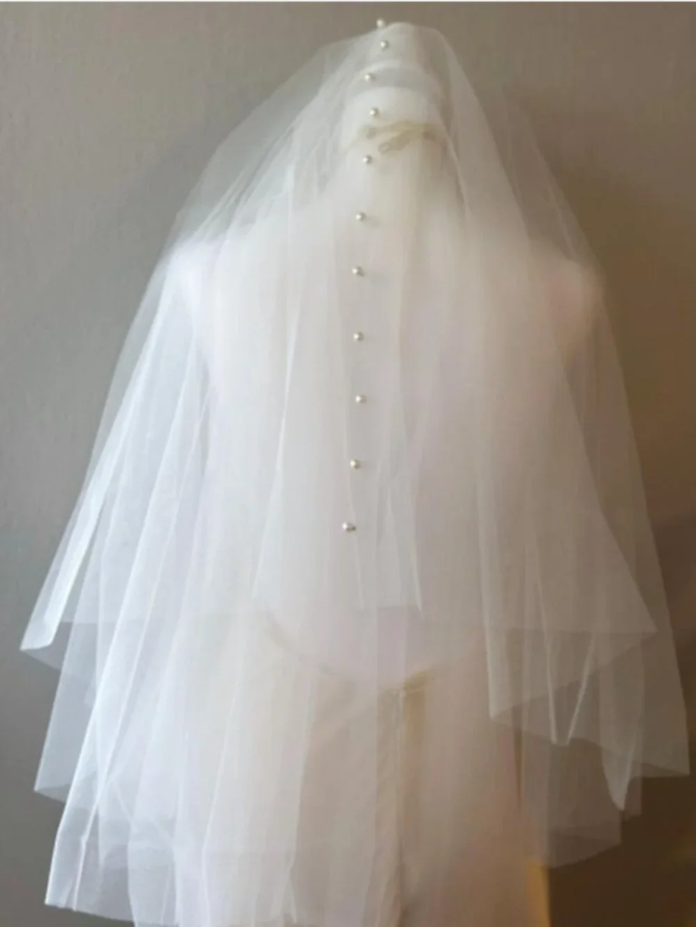 Two-Tier Short Pearl Wedding Veil